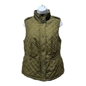 Talbots Olive Green Quilted Vest Women’s Medium | Warm Layering Outerwear